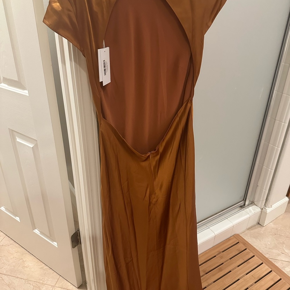 Reformation Niamh 100% Silk Maxi Dress Copper Brown Size 12 - Picture 7 of 7